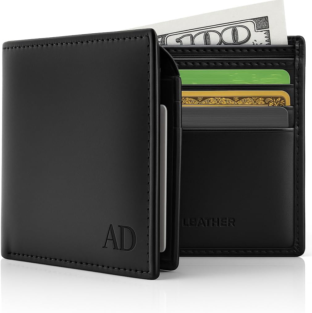 AD black leather bifold wallet