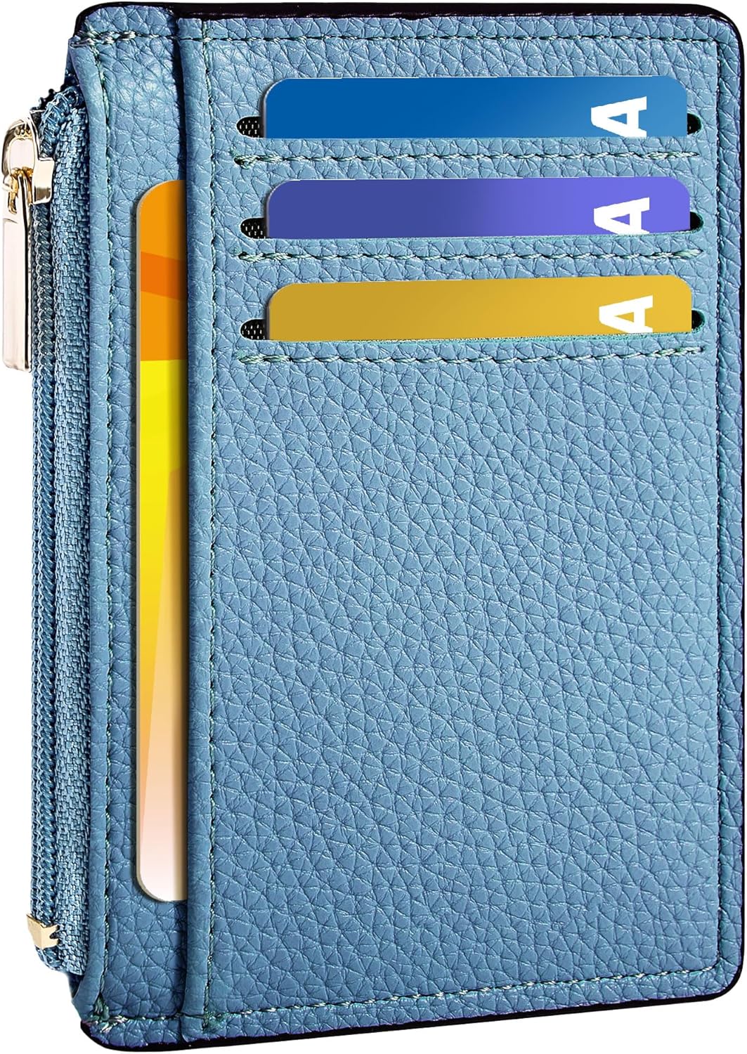 Sky Blue Leather Card Holder
