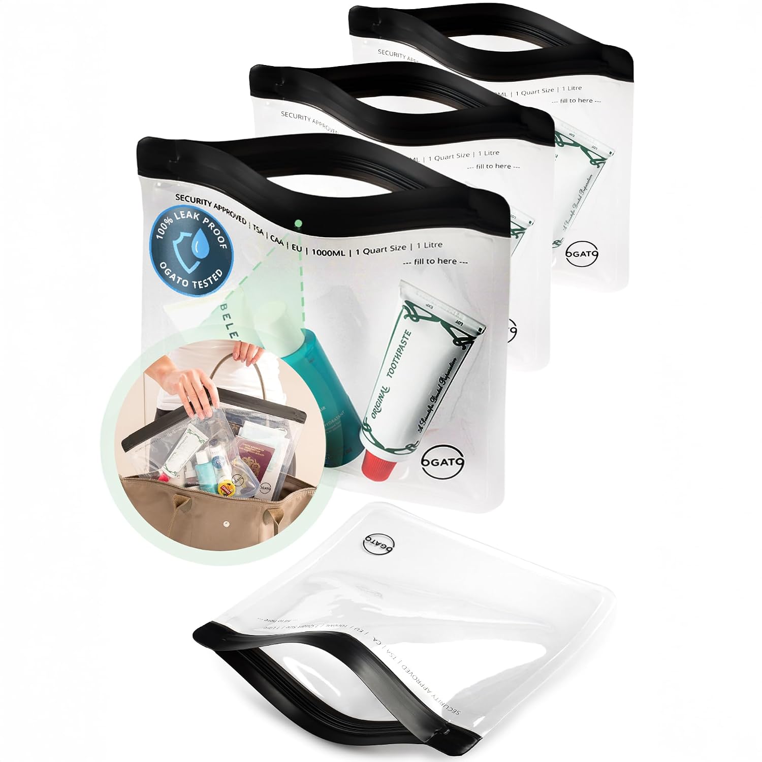 OGATO clear travel toiletry bags