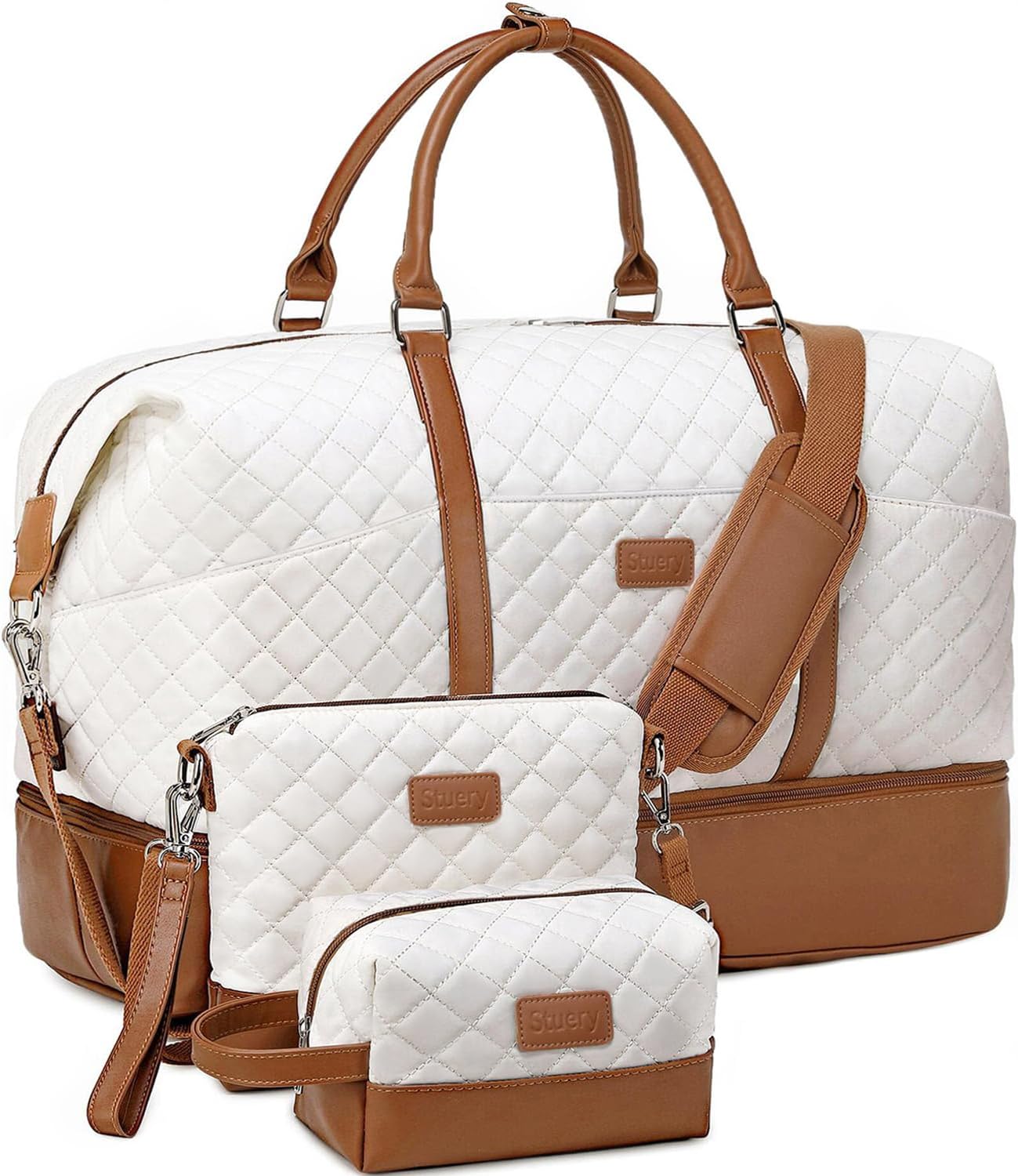Stuery White Travel Bag Set