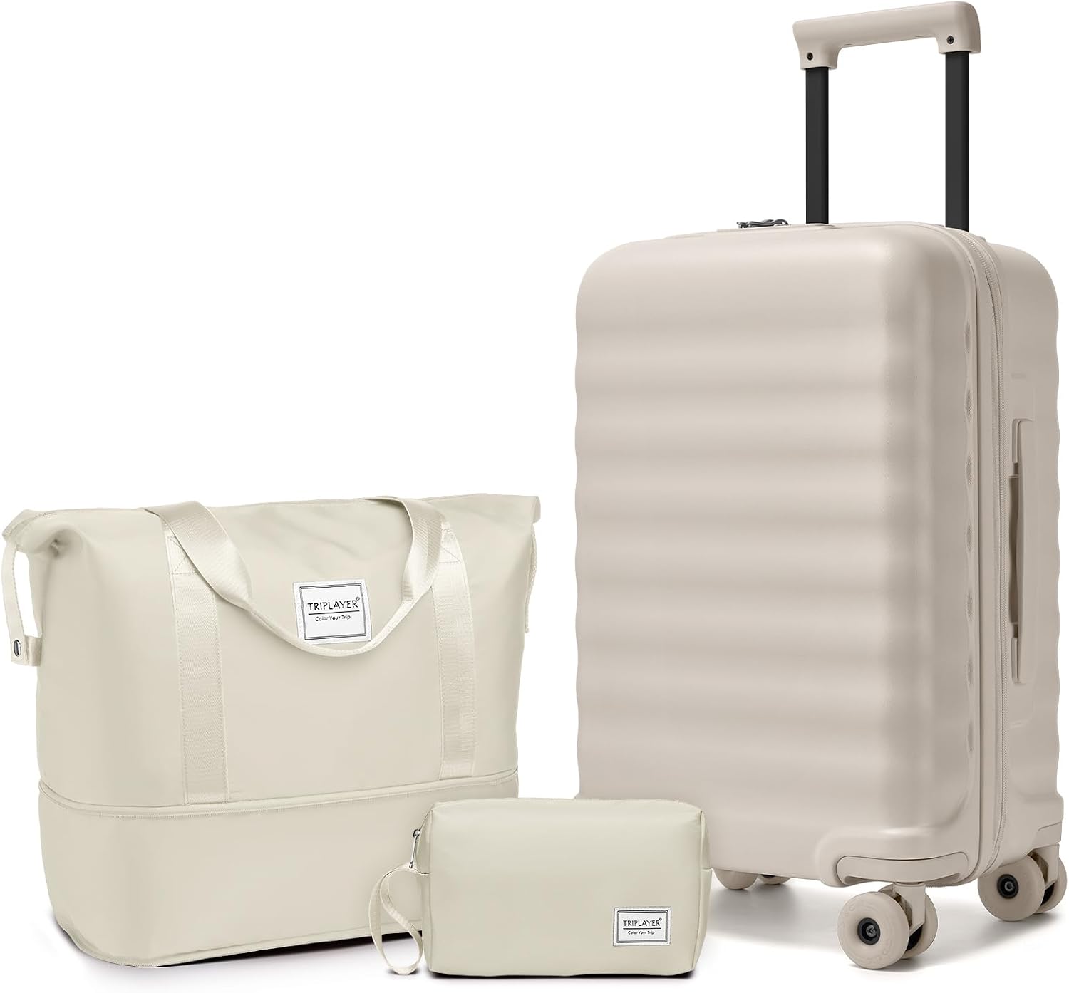 TRIPLAYER cream luggage set